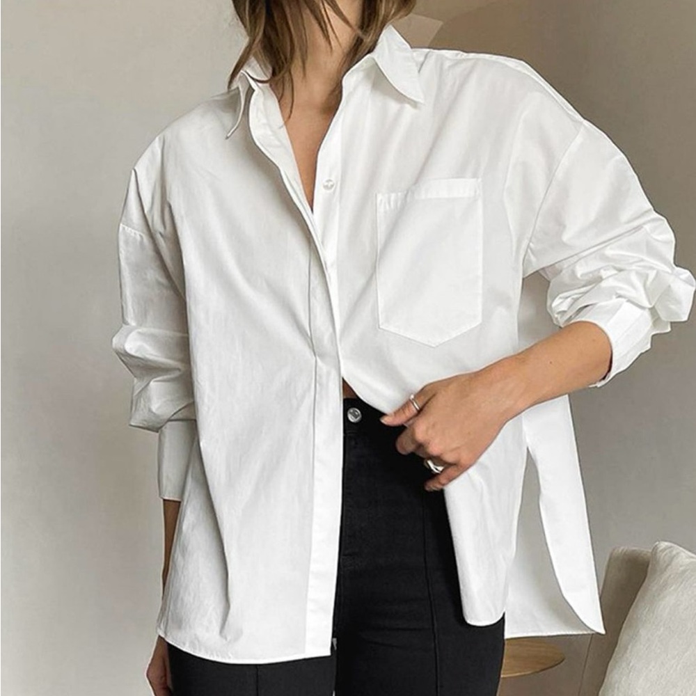 Commense White Button-Down Shirt for Women